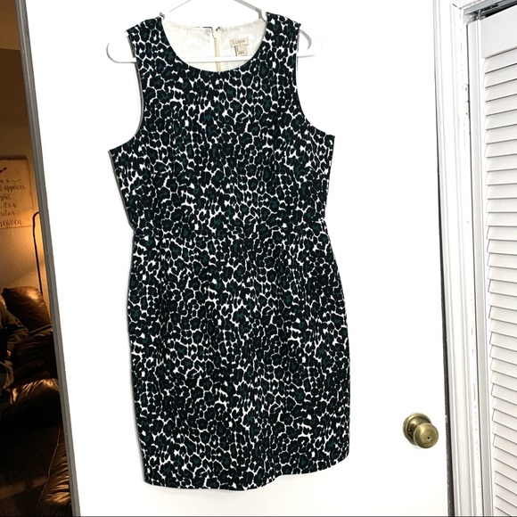 J. Crew green/black/white cheetah print sleeveless dress. - Picture 3 of 14